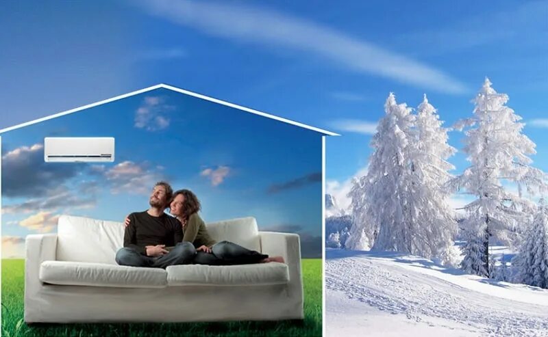 Кондиционер зима лето. Кондиционер зимой. Кондиционеры работающие зимой. Сплит система на обогрев. Отопление кондиционером.