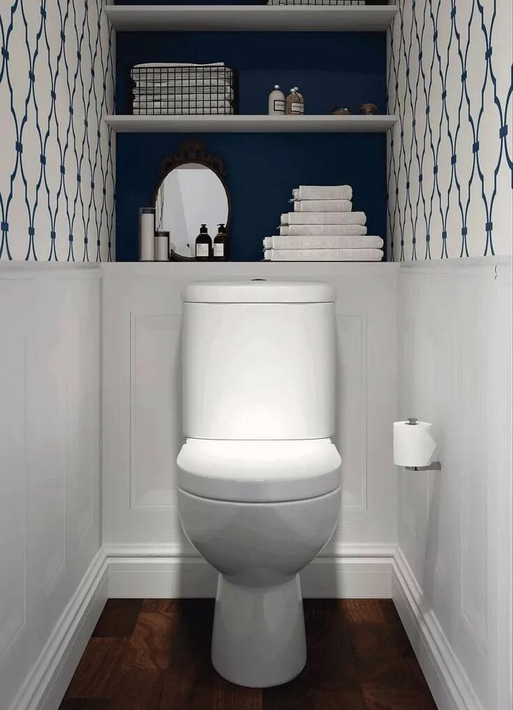 Идеи для маленького туалета в квартире фото a minimalist guest bathroom with black and white tiles of different sizes, a bla
