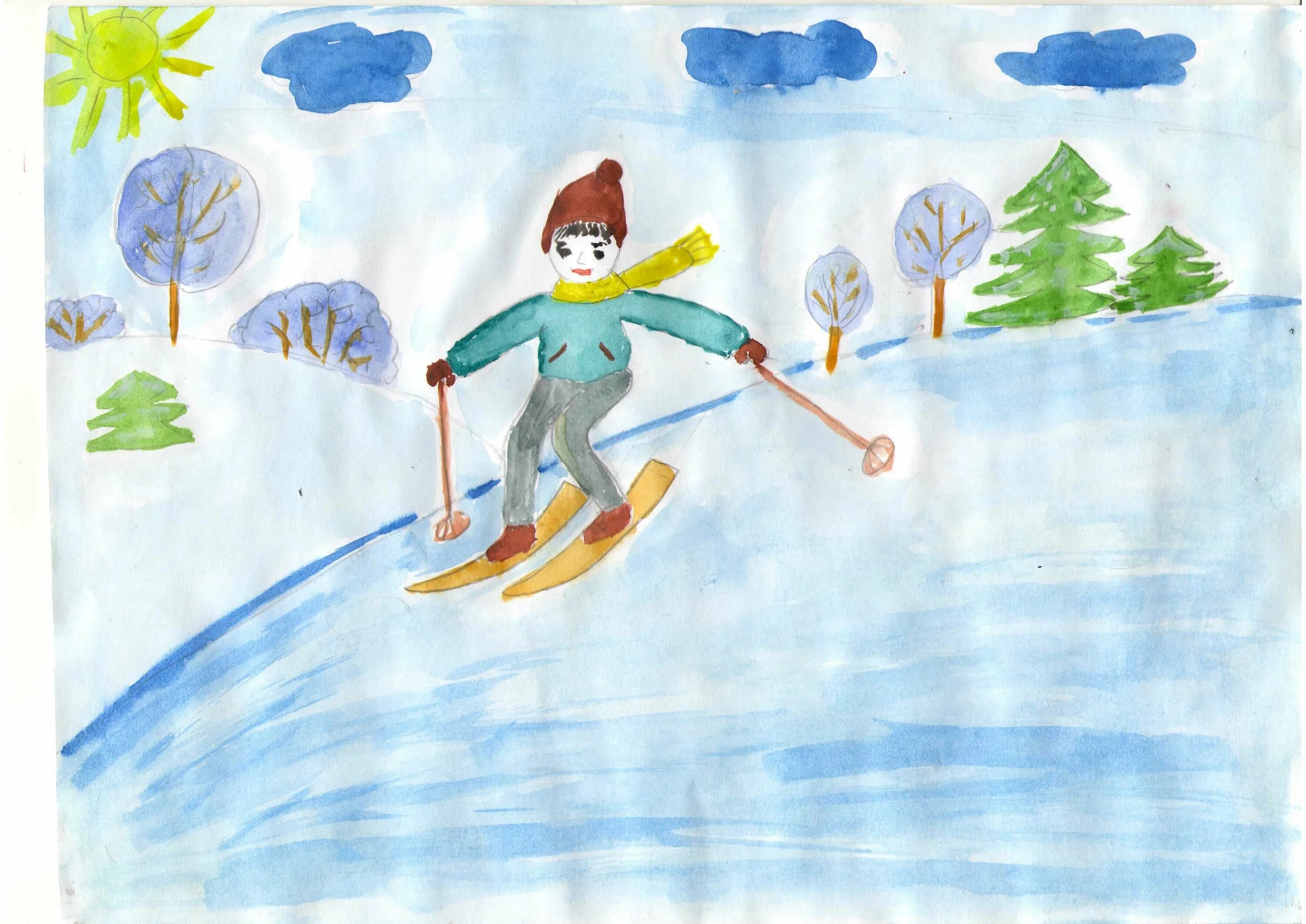 Лыжник рисунок. Рисунок на тему лыжник. Рисование лыжник. Детские рисунки лыжников. Лыжник 3 класс