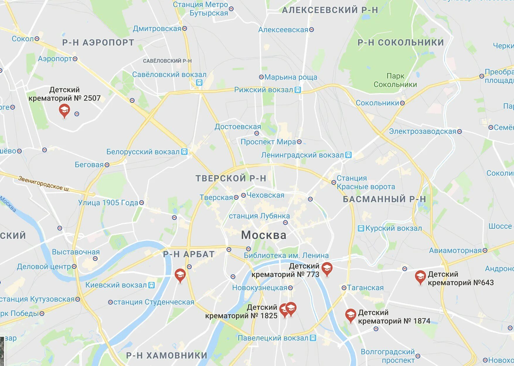 Крематории Москвы на карте. Крематории Подмосковья на карте. Карта крематория. Карта Москвы гугл.