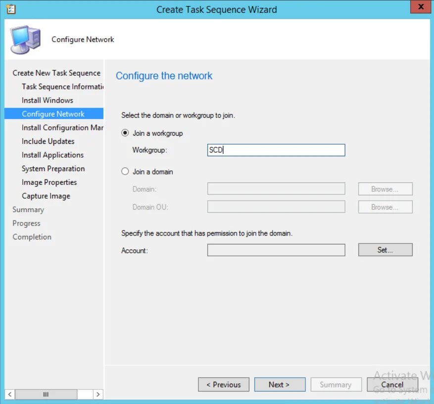 Workgroup Windows. Network configuration Windows. Task configuration. Create New task. Net configuration