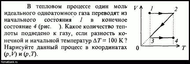 Трем молям одноатомного идеального газа. 1 Моль идеального одноатомного газа. Один моль идеального одноатомного газа. Состояние для 1 моль идеального газа. Два различных процесса с одним молем идеального газа.