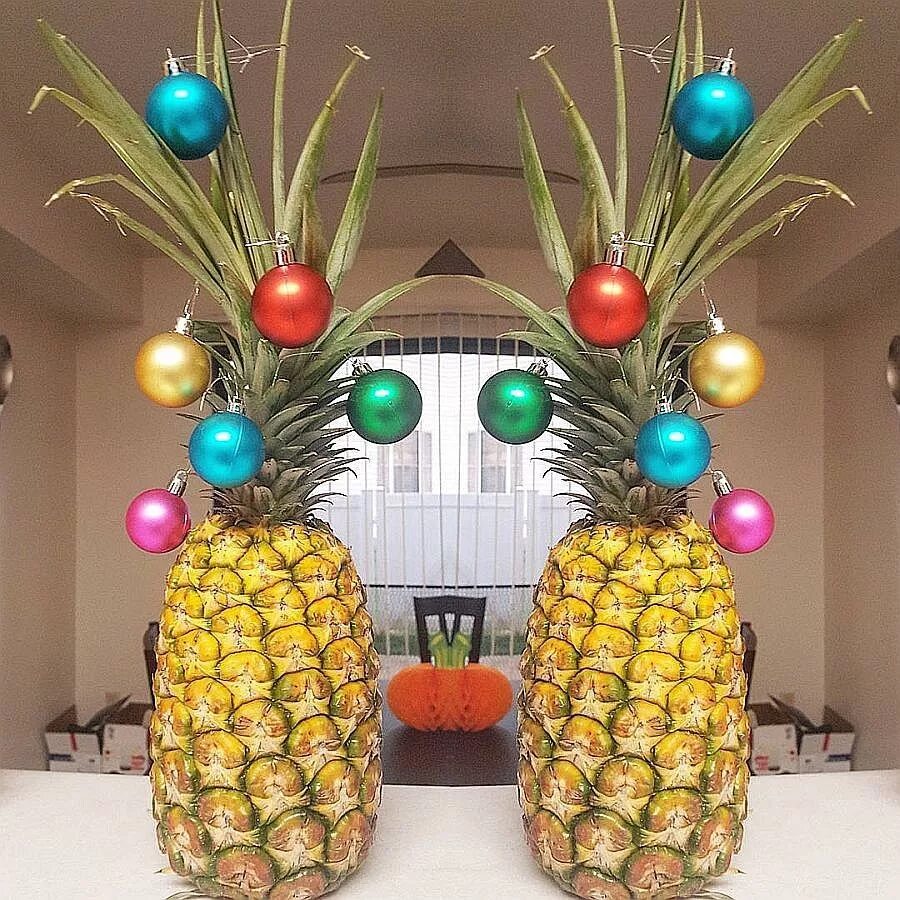 украсить ананас на новый год.