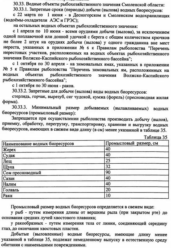 Водных объектах рыбохозяйственного значения области