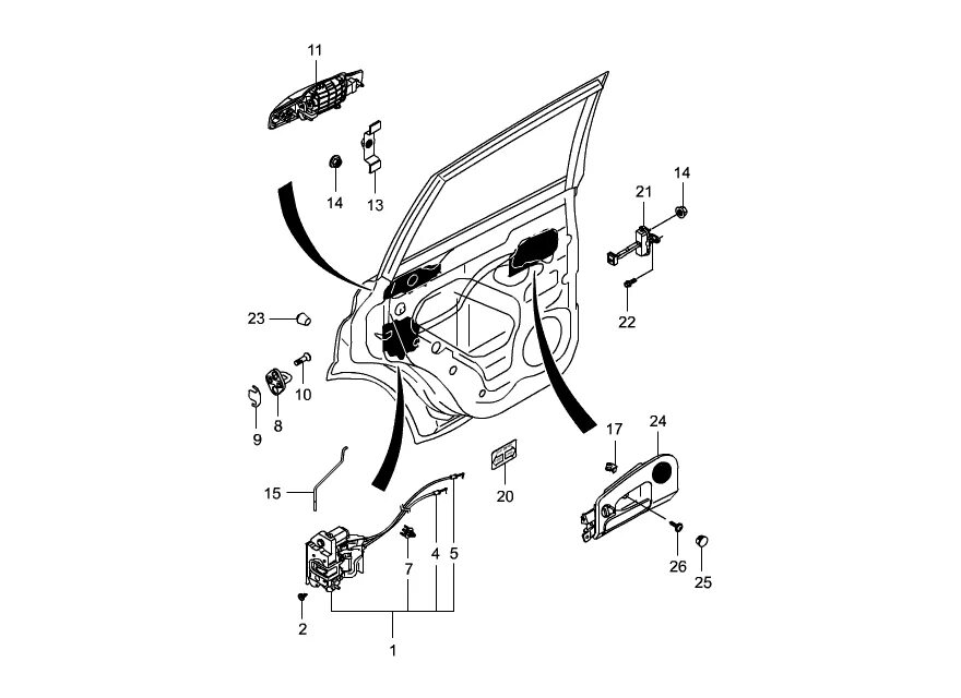 Кайрон дверь левая. Фиксатор троса замка двери SSANGYONG Kyron. Механизм открывание двери Санг енг Кайрон. Замок передней левой двери Ssang Yong Kyron схема. SSANGYONG Kyron механизм двери задней.