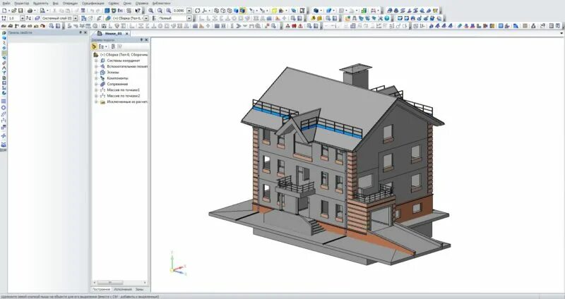 Тело с нарушенной топологией компас как исправить. Компас 3д проектирование зданий. 3d модель здания в компас. Трехмерное проектирование в компас-3d. Чертеж здания в компасе 3д.