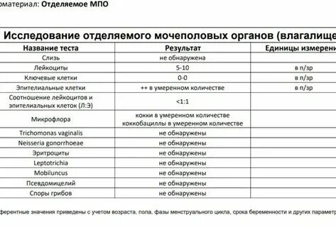 Исследование мочеполовых органов расшифровка