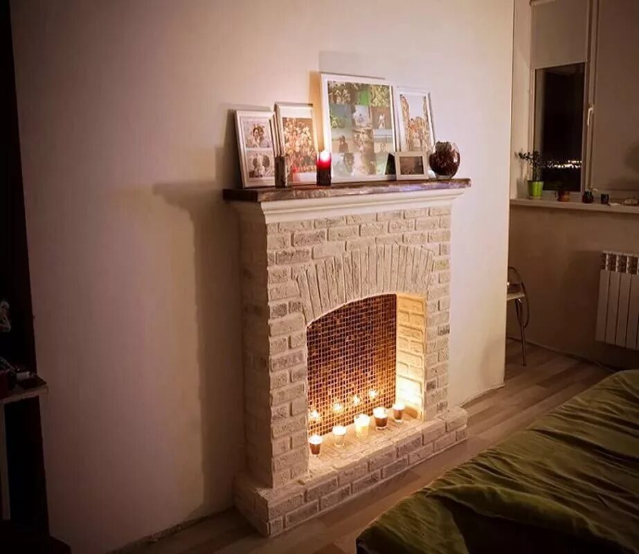 Фальш камин. Самодельный декоративный камин. Камин из картона. Камин из картона. Идеи камина своими руками.