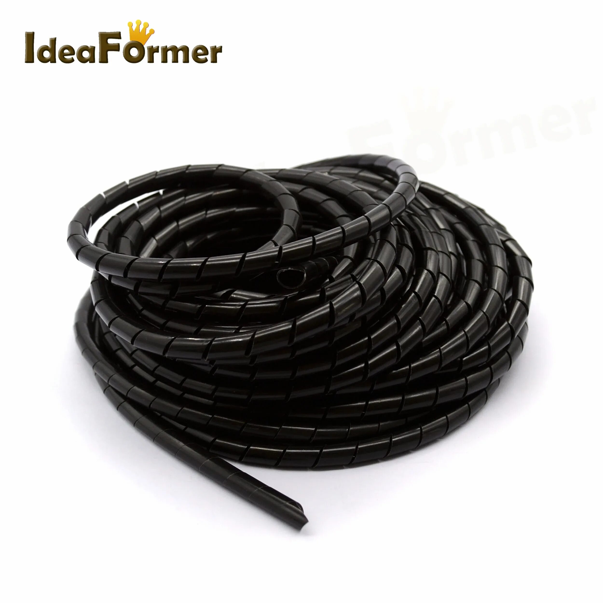 Шланг 13 мм. Спиральная 10 мм обмотка для проводов (черная) - 10 метров. Спиральный рукав для кабеля. Шланг для проводов. Спиральная Оплетка для проводов 15 мм.