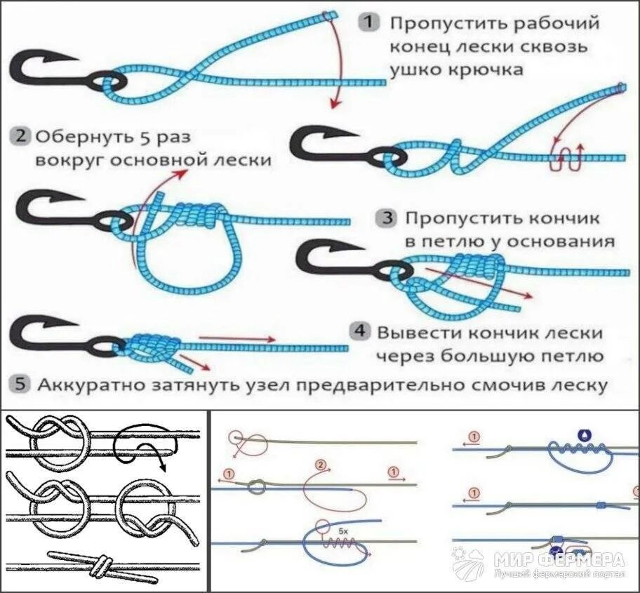 Узлы для привязывания крючков к основной леске. Как вязать поводок к основной леске на спиннинг. Вязать крючки к основной леске как. Рыболовные узлы привязка поводков.