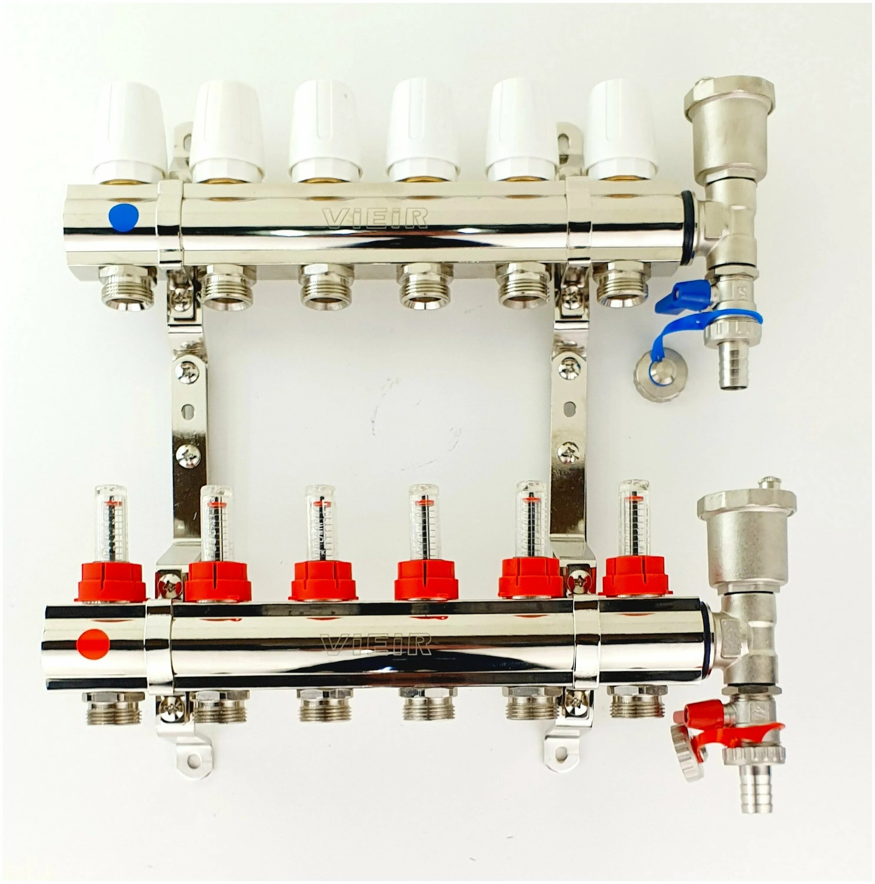 Коллектор теплого пола 6. Коллектор теплого пола 6. Коллектор для тёплого пола millennium на 6 контуров. Коллектор теплого пола 6. Коллекторная группа 6 контуров в сборе распределительная 1"x3/4" vieir.