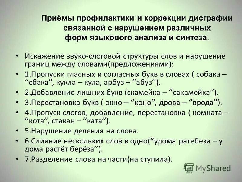 Дисграфия программа