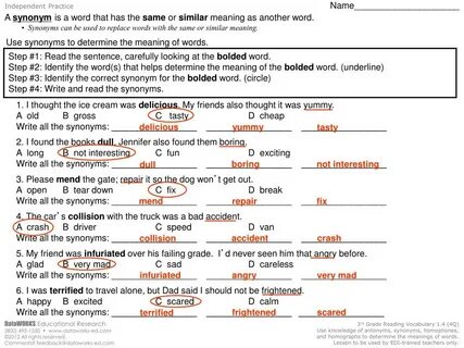Write the words for meanings