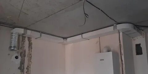 Отвод вытяжки под натяжной потолок