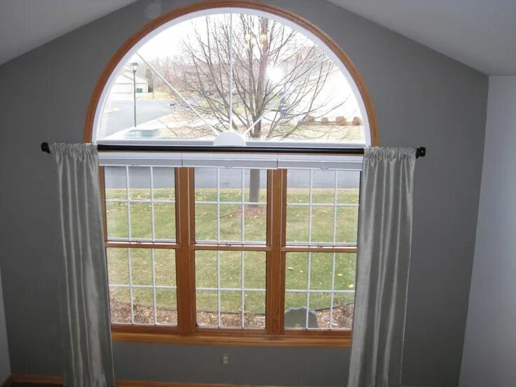 Pinch Pleated drapes on an arched window. Curtains for arched windows, Arched wi
