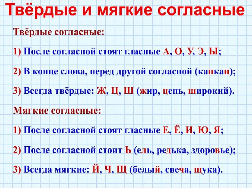 Твердые и мягкие слова примеры