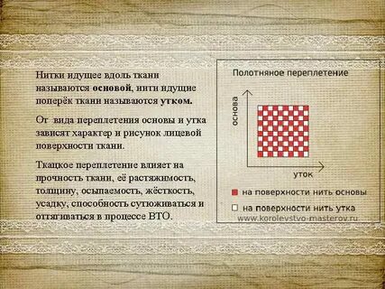 Как называют нити идущие вдоль ткани