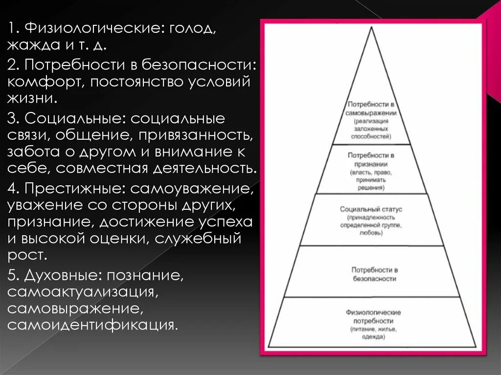 К высшим потребностям относятся