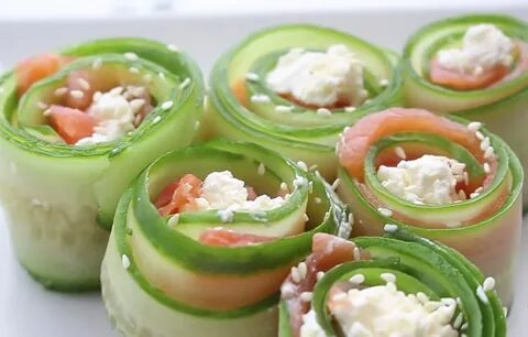 Рулетики из огурцов с ветчиной