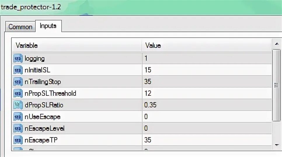 Input variables. ALLPOSITIONS. Trade Manager TP SL. SL TP TRAILINGSTOP TRAILINGSTEP.