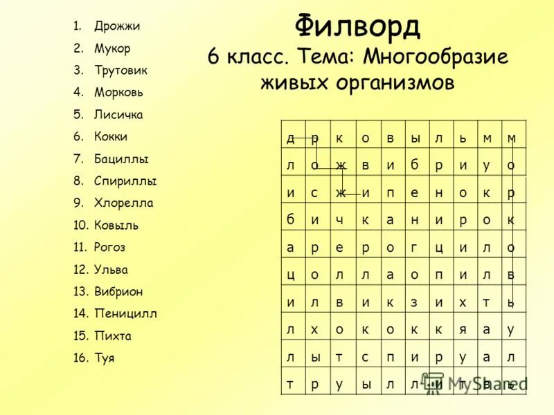 Ответы на вопросы найти слова