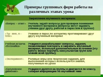 Форматы урока примеры