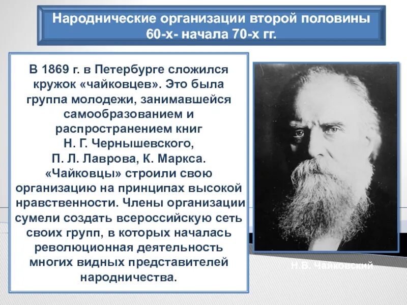 Народнические организации второй половины 60-х начала 70-х гг. Кружок чайковцев. Народнические организации. Чайковцы организация цели. Народнические организации 1870 годов