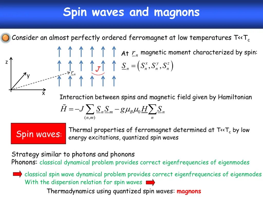 Magnetic moment Spin. Spin Waves. Spiny Wave.