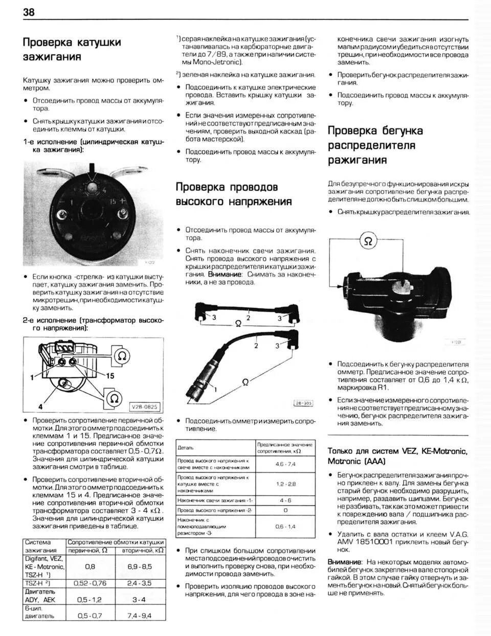 Как проверить снятую катушку зажигания. Сопротивление катушки зажигания пассат б3. проверка катушки h3t024. сопротивление обмотки катушки зажигания пассат б3. проверка катушки зажигания пассат б3.