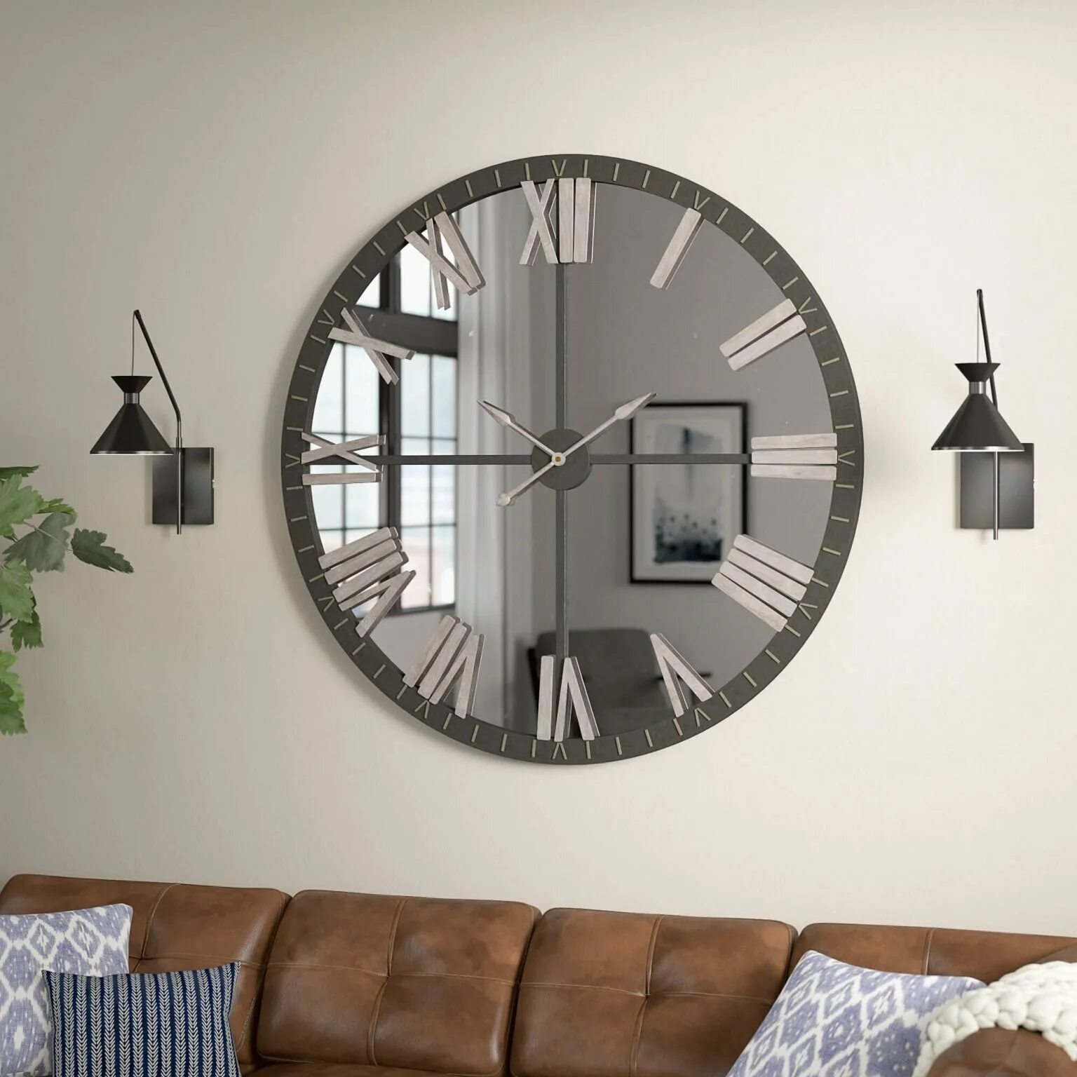 Большие интерьерные часы на стену. Часы в интерьере. Зеркала и часы в интерьере. Часы на зеркале в гостиную.
