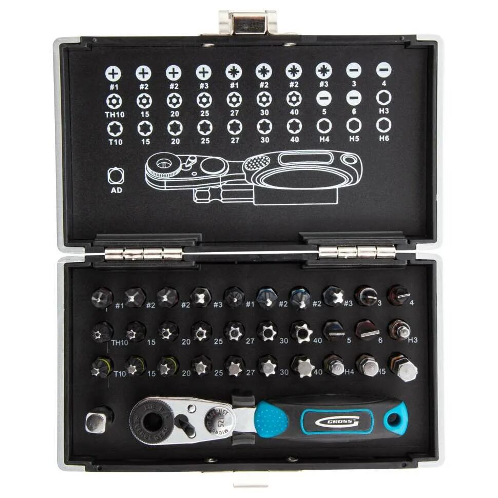, 120 зубьев, crv 14149. набор торцевых головок gross. набор головок гросс 1/4''. набор торцевых головок gross. торцевая головка.