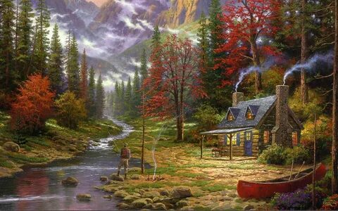 Thomas Kinkade Art 2560x1600 Bob Ross Paintings, Realistic Paintings, Cool Pain...
