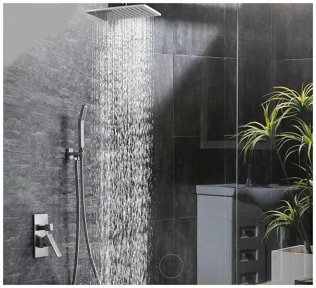 Квадратные душевые лейки. 26252000 Hansgrohe. Смеситель Bossini Shower Systems.