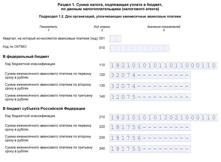 Налог на прибыль подраздел 1.2