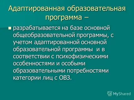 Адаптированная программа разрабатывается