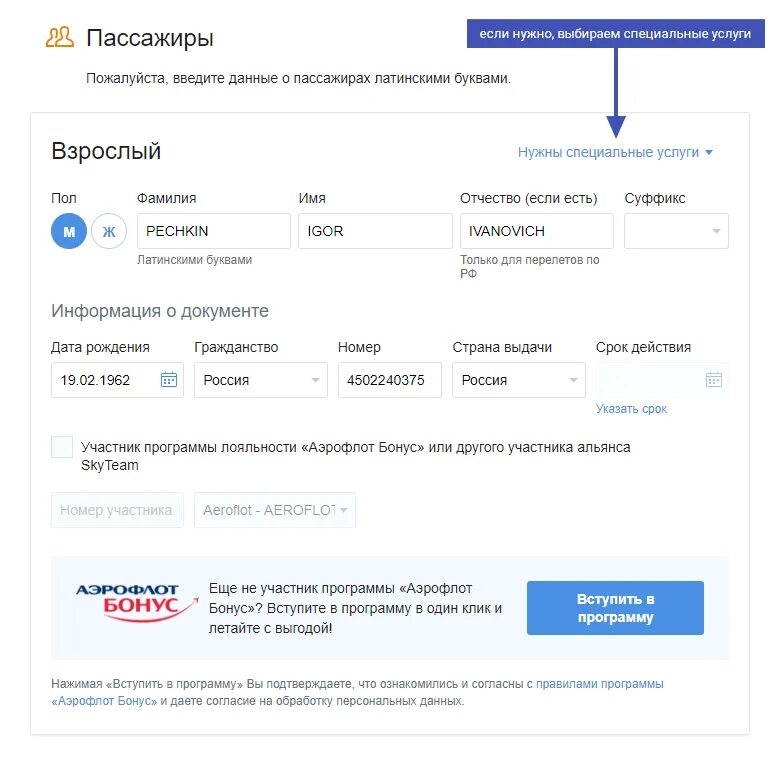 Изменение данных пассажира. Билет Аэрофлот. Данные о пассажирах Аэрофлот. Заполнение билета Аэрофлот пример. Как заполнять данные на авиабилеты.