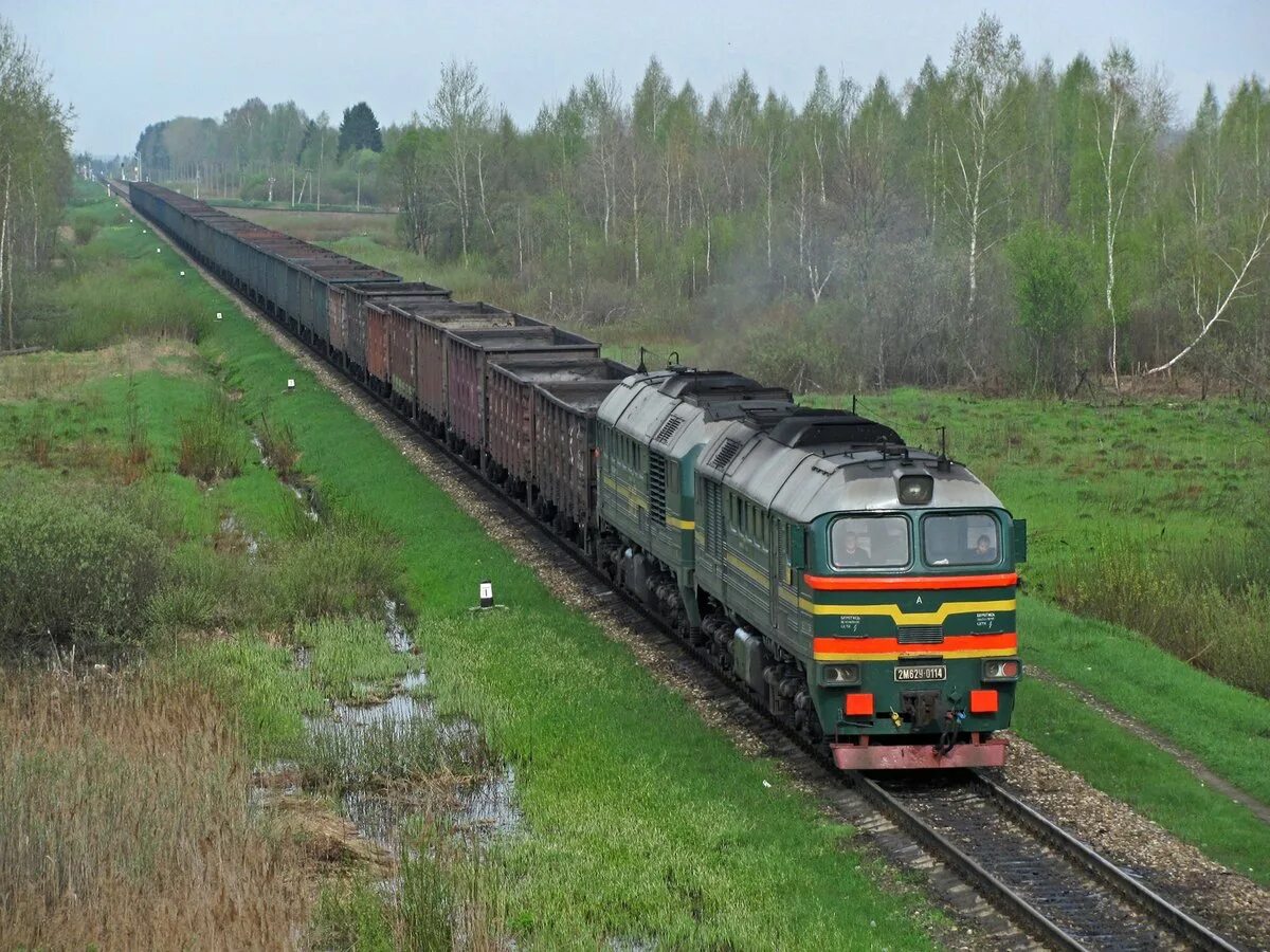 Железные дороги с 2 вагонами. М62 с пассажирскими вагонами. грузовой поезд. товарный поезд. тепловоз с вагонами.