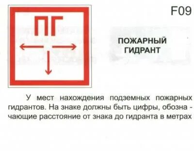 Указатели движения к источникам противопожарного водоснабжения