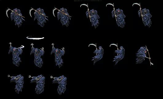 Dead sprite. Пиксельная смерть с косой. когти хаоса из castlevania. death sprite. дэдболт коса спрайт.