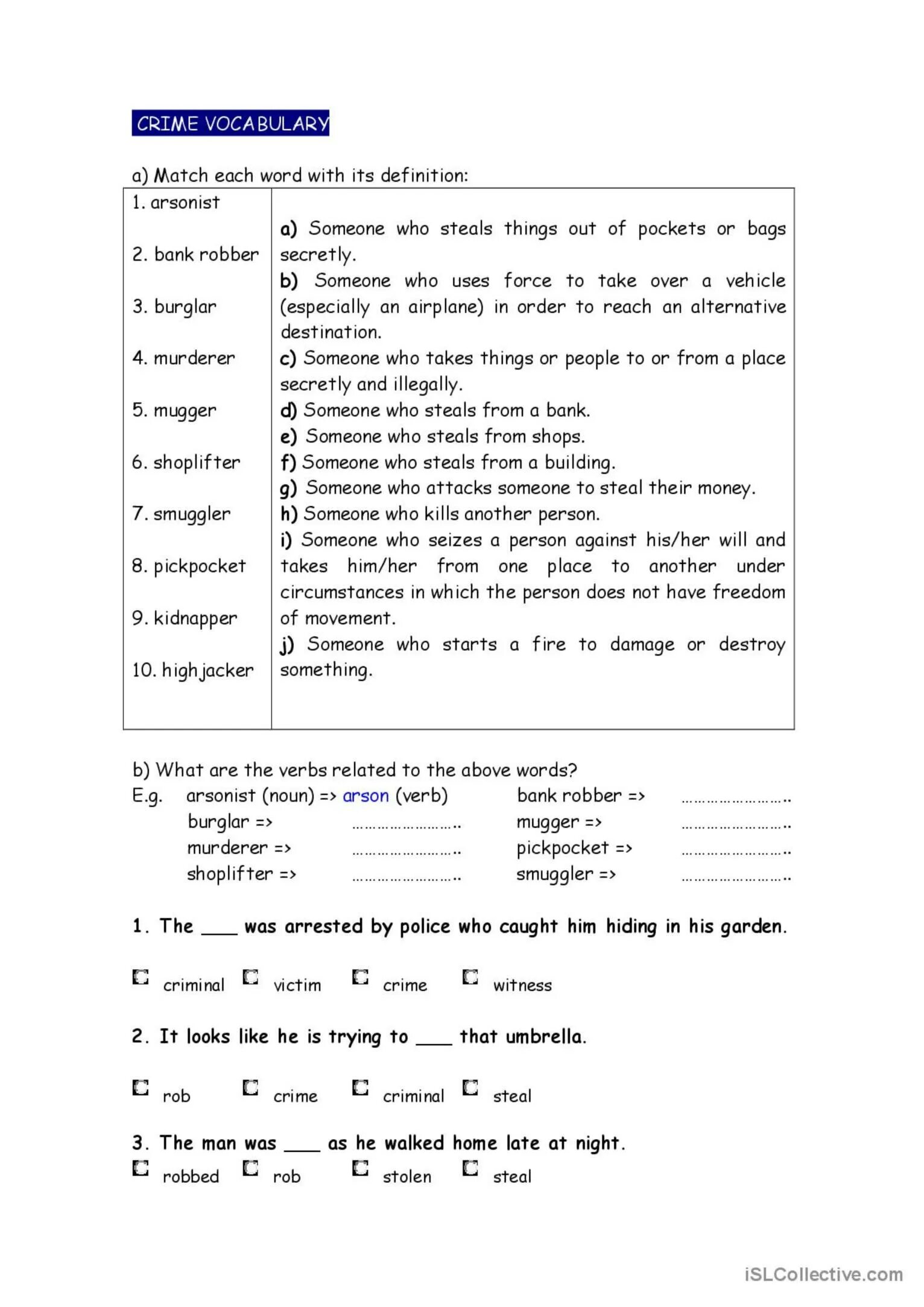 Match each word with its definition