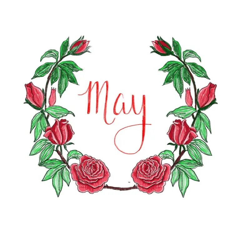 May this month. May month. 1 Мая скетч. May month drawing. Hand drawn Garland.