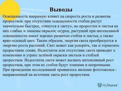 Влияние света на развитие листьев