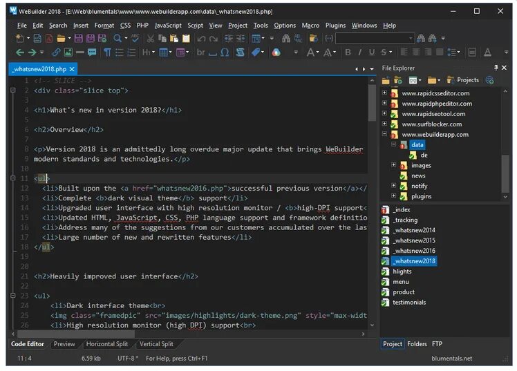 Ui php. Webuilder. dark theme php.