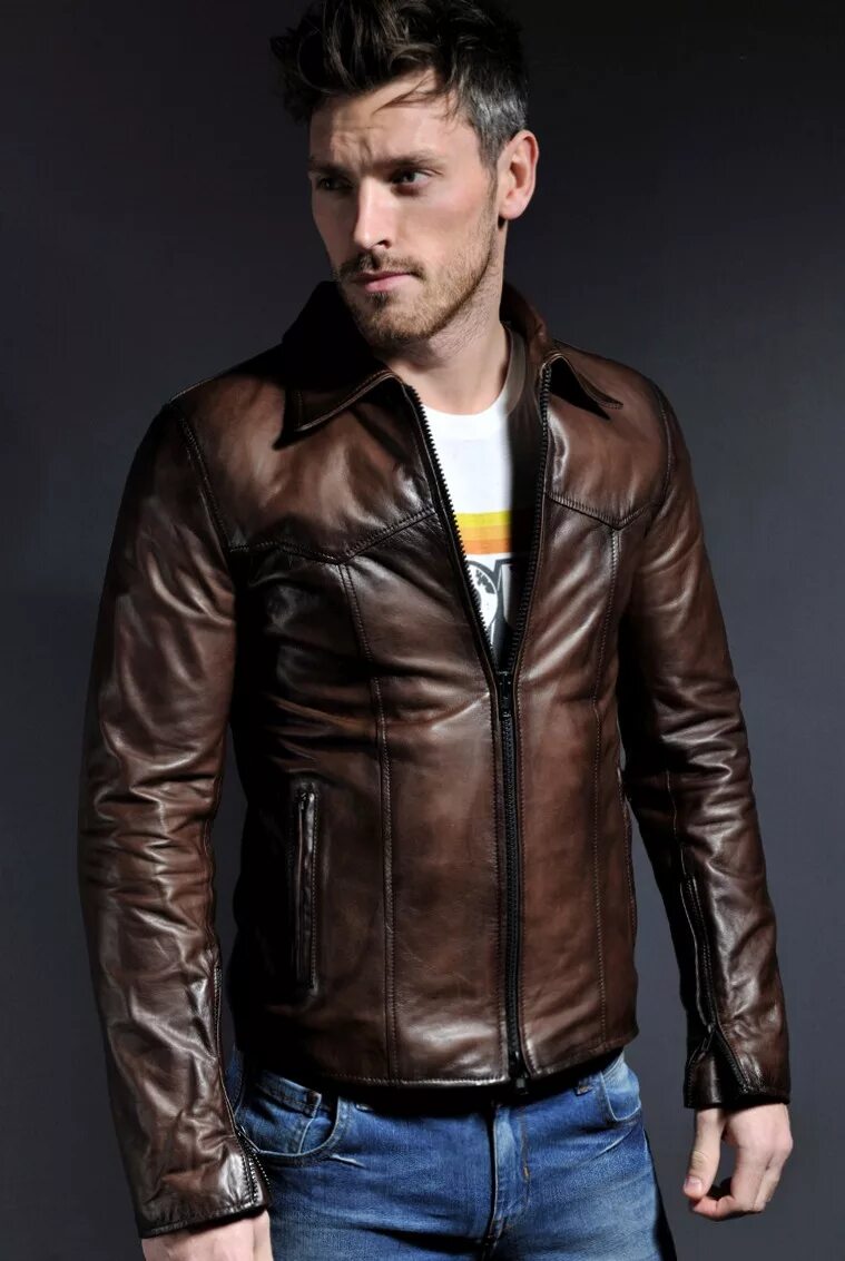 Кожаная куртка с подкладкой из овчины артикул: 250240000. Кожаный пуховик каляев. Стильные мужские куртки. Зимняя кожаная куртка - № perre 4490. Пуховик мужской.