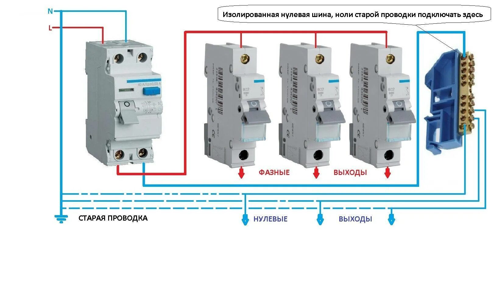 Схема включения УЗО И автоматического выключателя. Схема подключения 2х полюсного УЗО. Двухполюсный автомат 40 ампер схема подключения. Схема подключения УЗО Хагер. Автоматический выключатель для розетки 220в