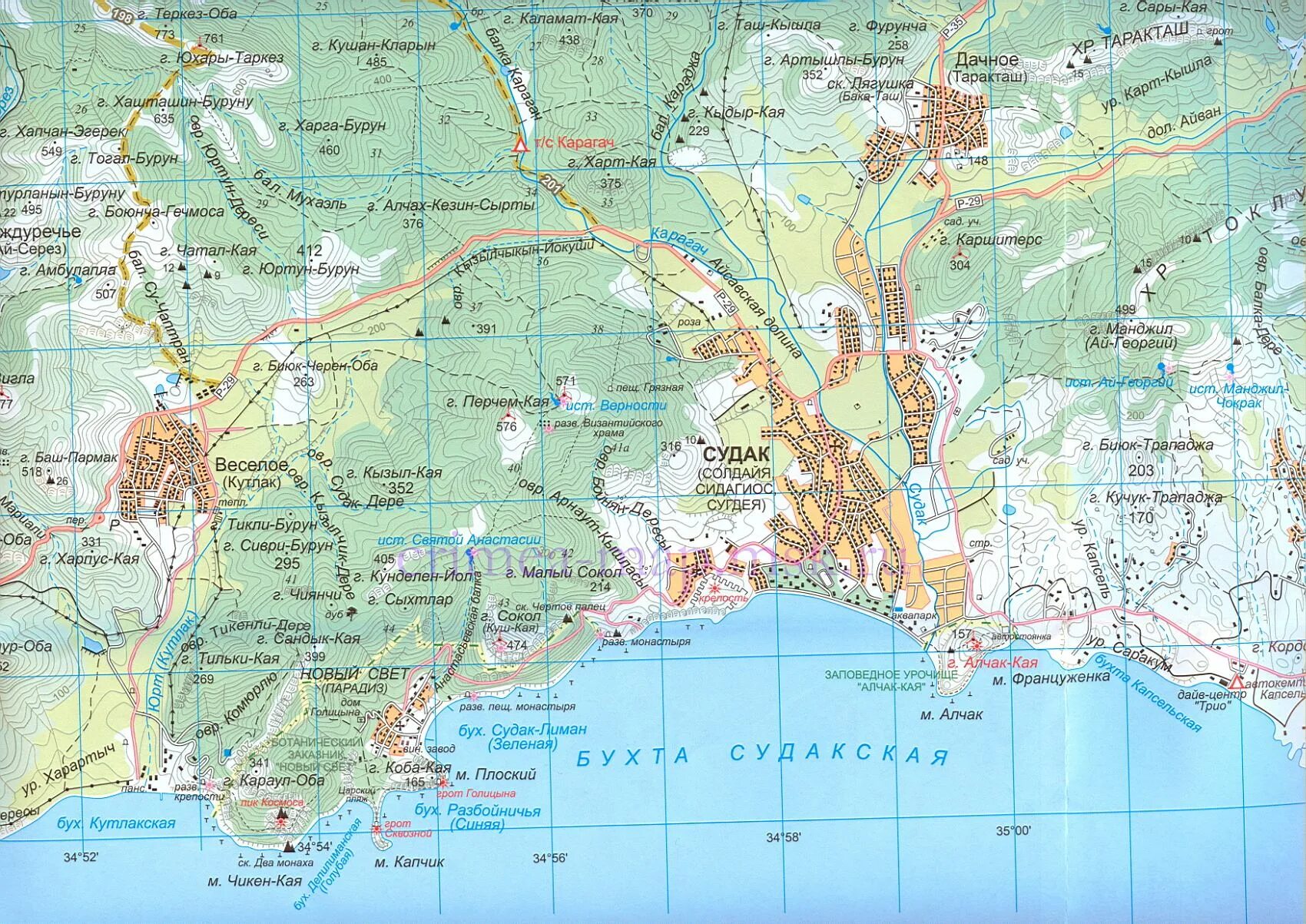 Судак карта города. Карта Крыма Судак подробная. Судак на карте Крыма. Город Судак на карте Крыма. Судак Крым карта с улицами.