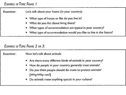 Task speaking examples