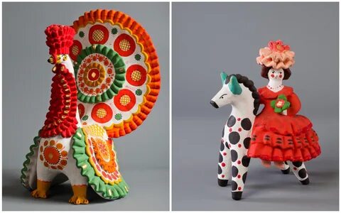 Дымковская расписная глиняная игрушка
