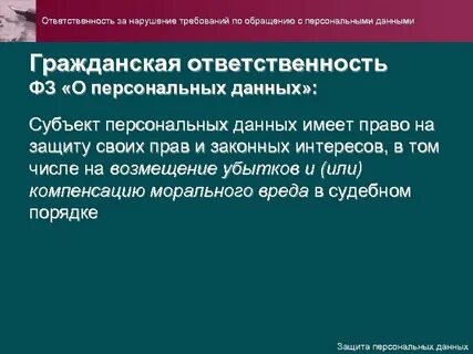 Юридическая ответственность за нарушение персональных данных