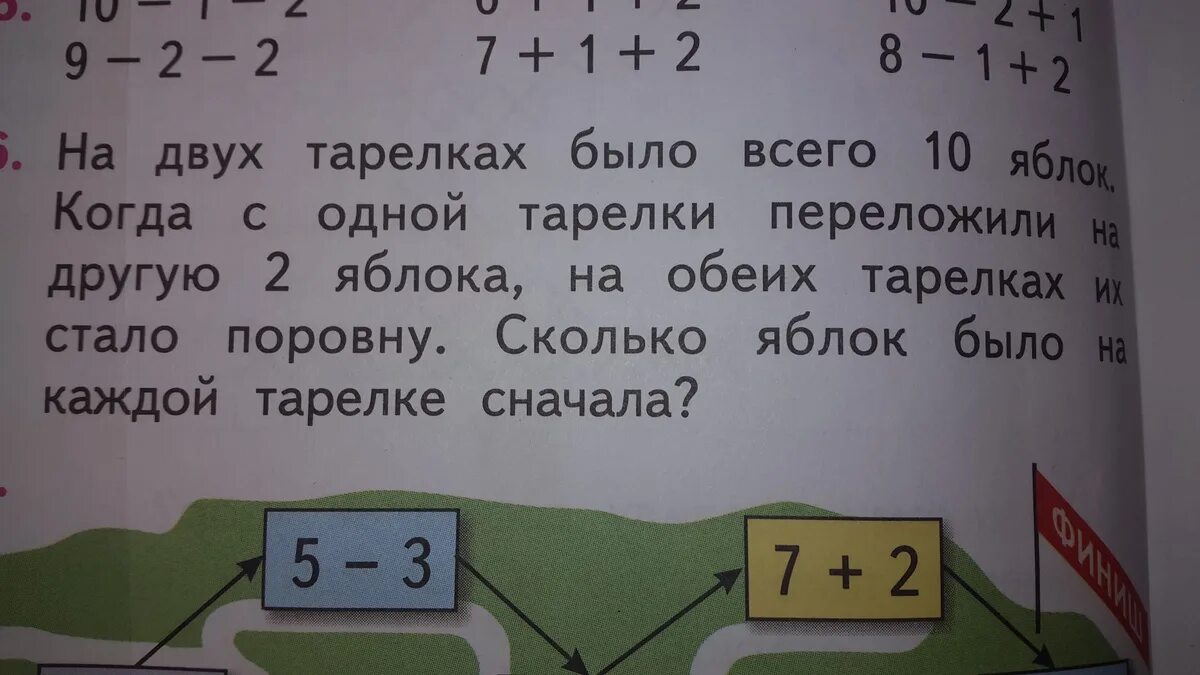 Задача на двух тарелках. Задача на тарелке было 10 яблок. На двух тарелках было 10 яблок. На двух тарелках было 10 яблок когда с одной 1 класс.